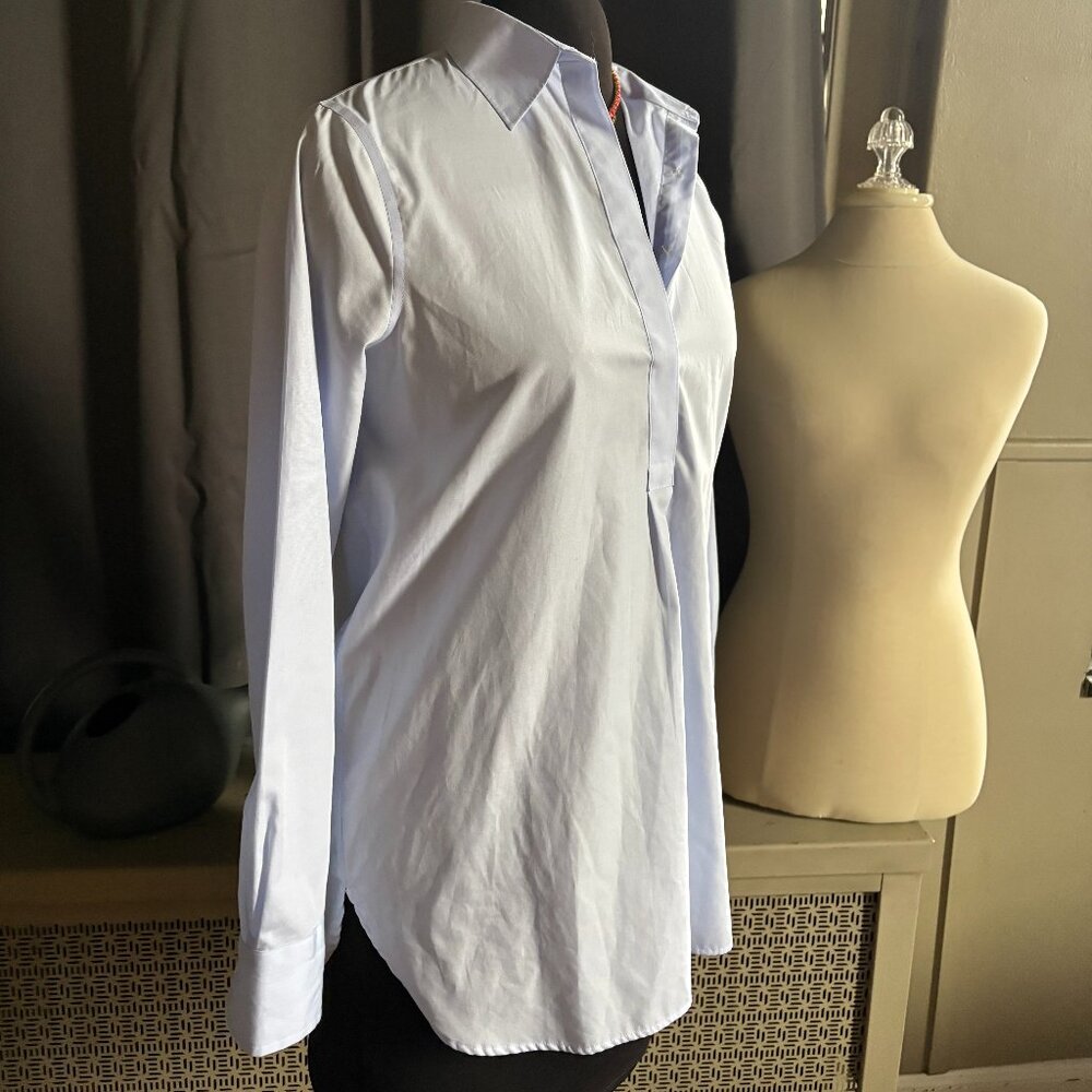 Light Blue Women's Button-Front Dress Shirt